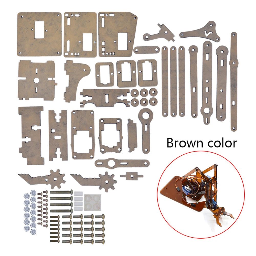 RoboLab SG90 MG90S 4 DOF Unassembled Acrylic Robotic Arm Kit - Arduino STEAM Pro