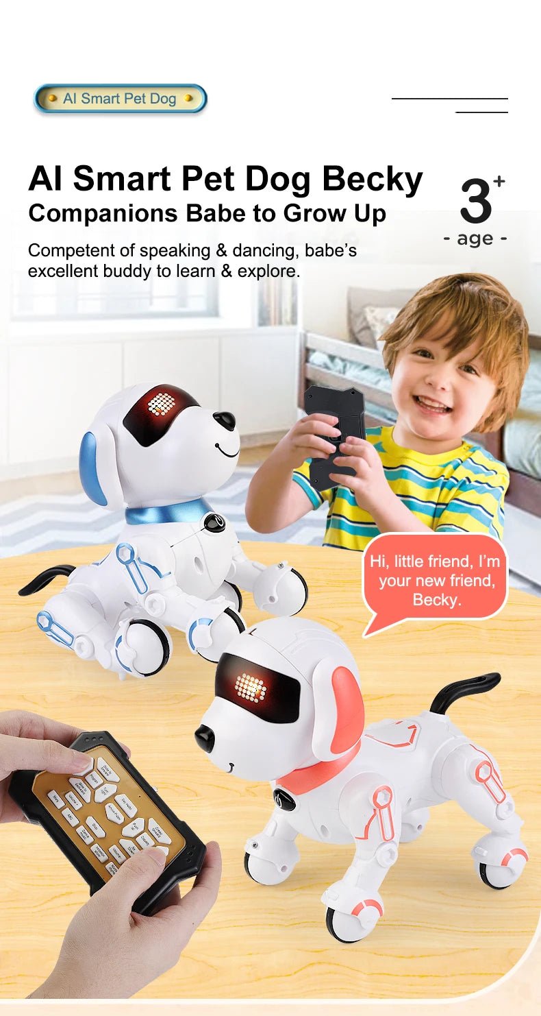 RoboPals RC Robot Dog - Interactive Programmable Learning Toy For Kids Great Gift