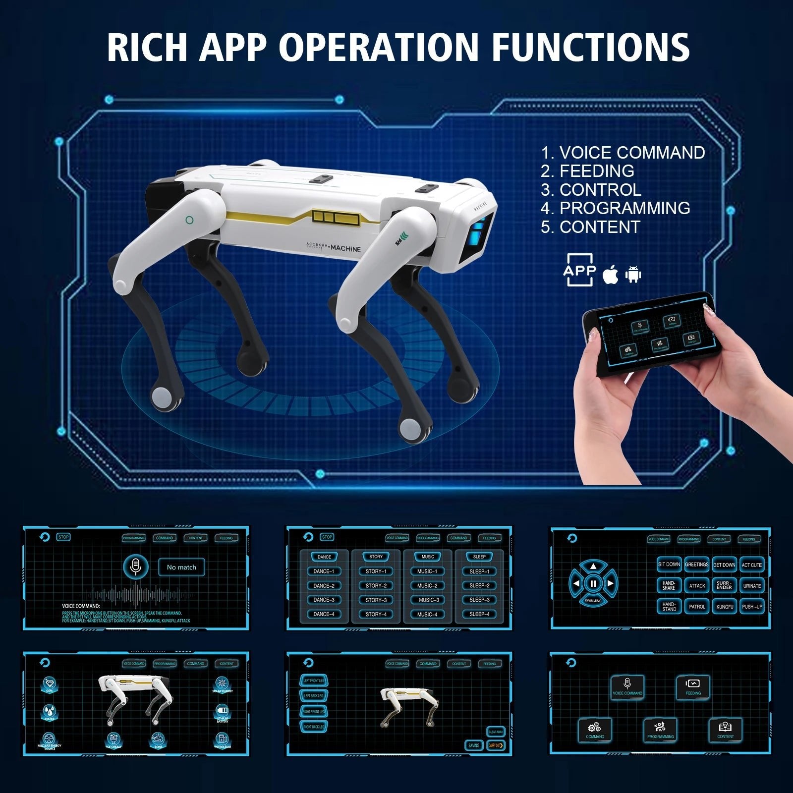 RoboPup Simulation Robot Dog - App Controlled With Voice Commands And Acrobatics