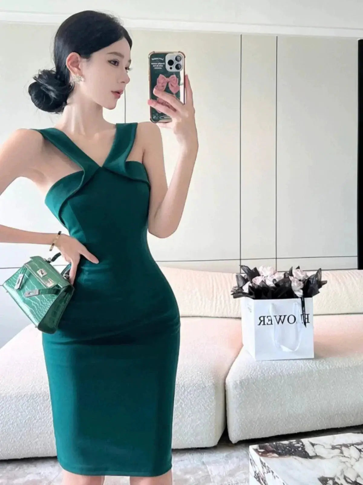 Roman Cotton Off Shoulder Sheath Dress Elegant Summer Style