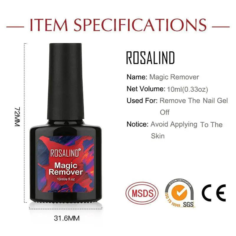 Rosalind Gel Nail Polish Remover Kit For UV Care Easy To Use