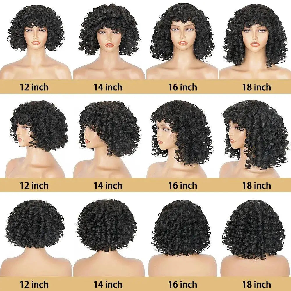 Rose Curly Funmi Brazilian Human Hair Bob Wig Bouncy Cut