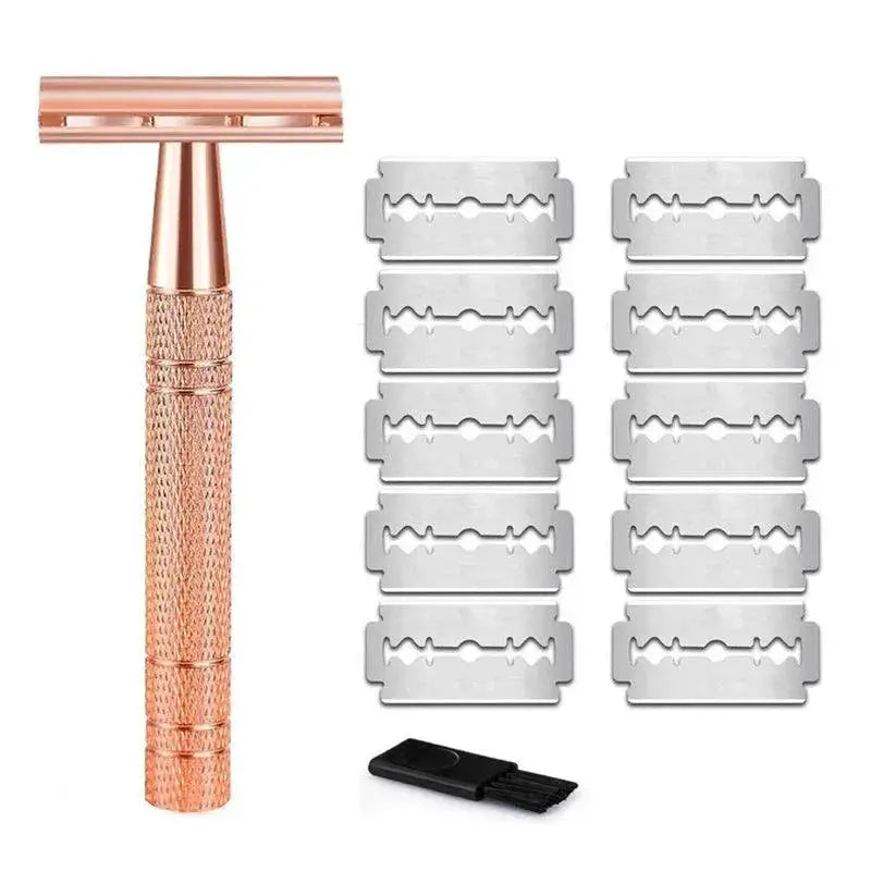 Rose Gold Double Edge Safety Razor Kit Shaving Solution