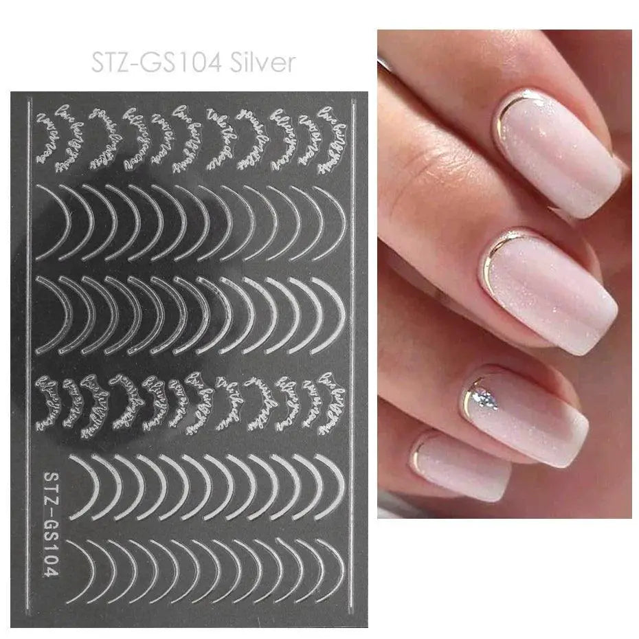 Rose Gold Geometric Nail Sticker Set for Chic Manicures
