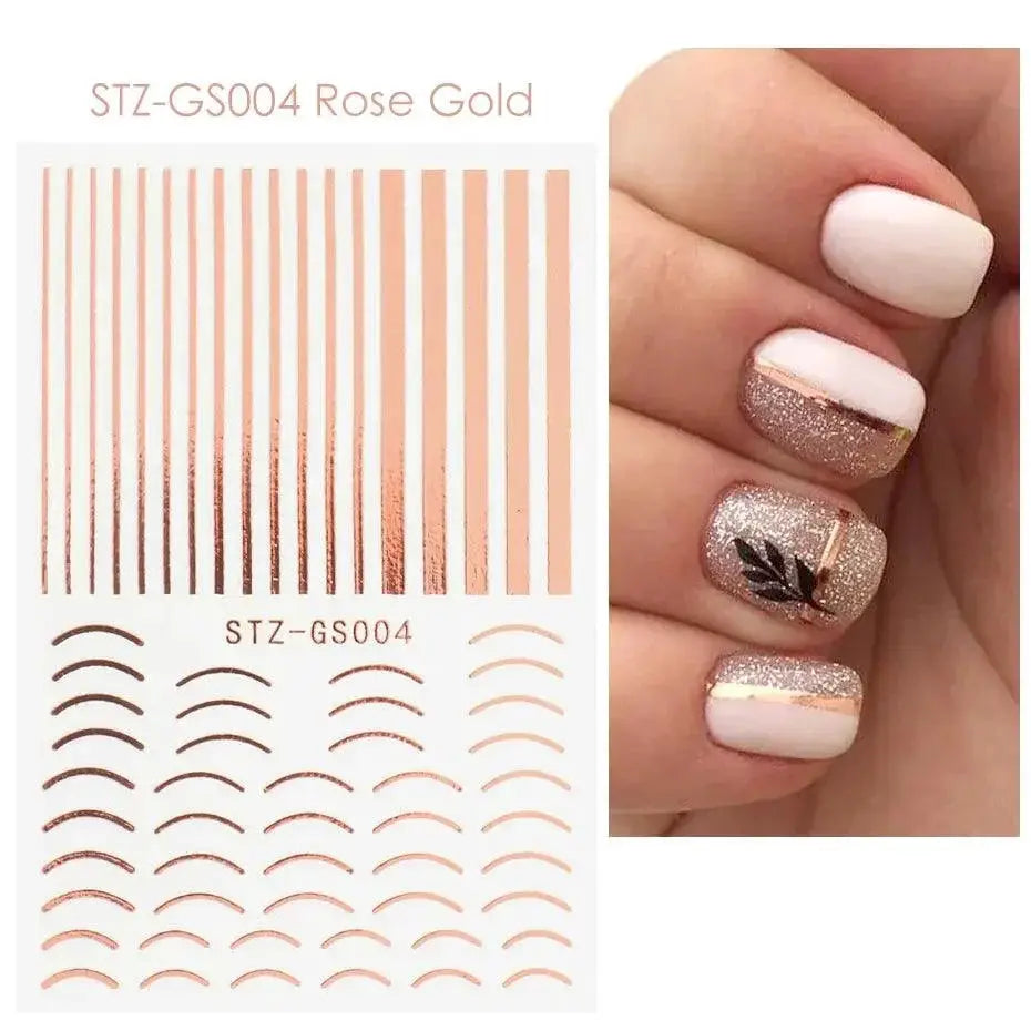 Rose Gold Geometric Nail Sticker Set for Chic Manicures