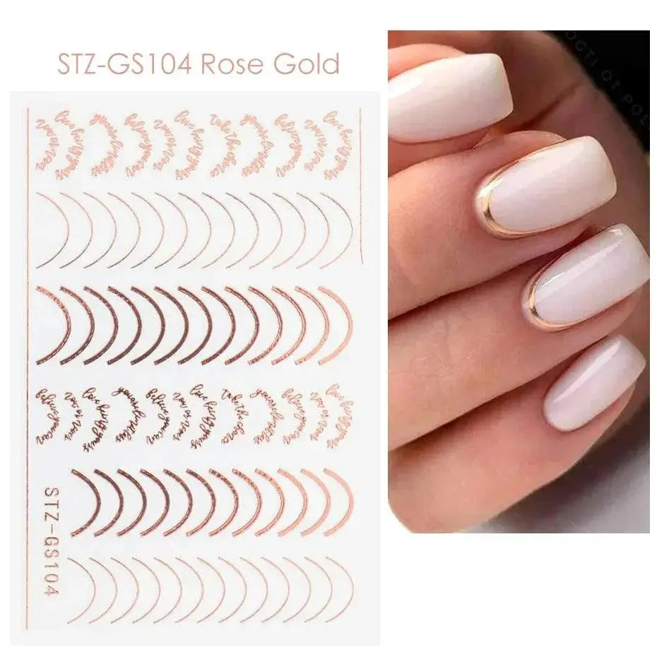 Rose Gold Geometric Nail Sticker Set for Chic Manicures