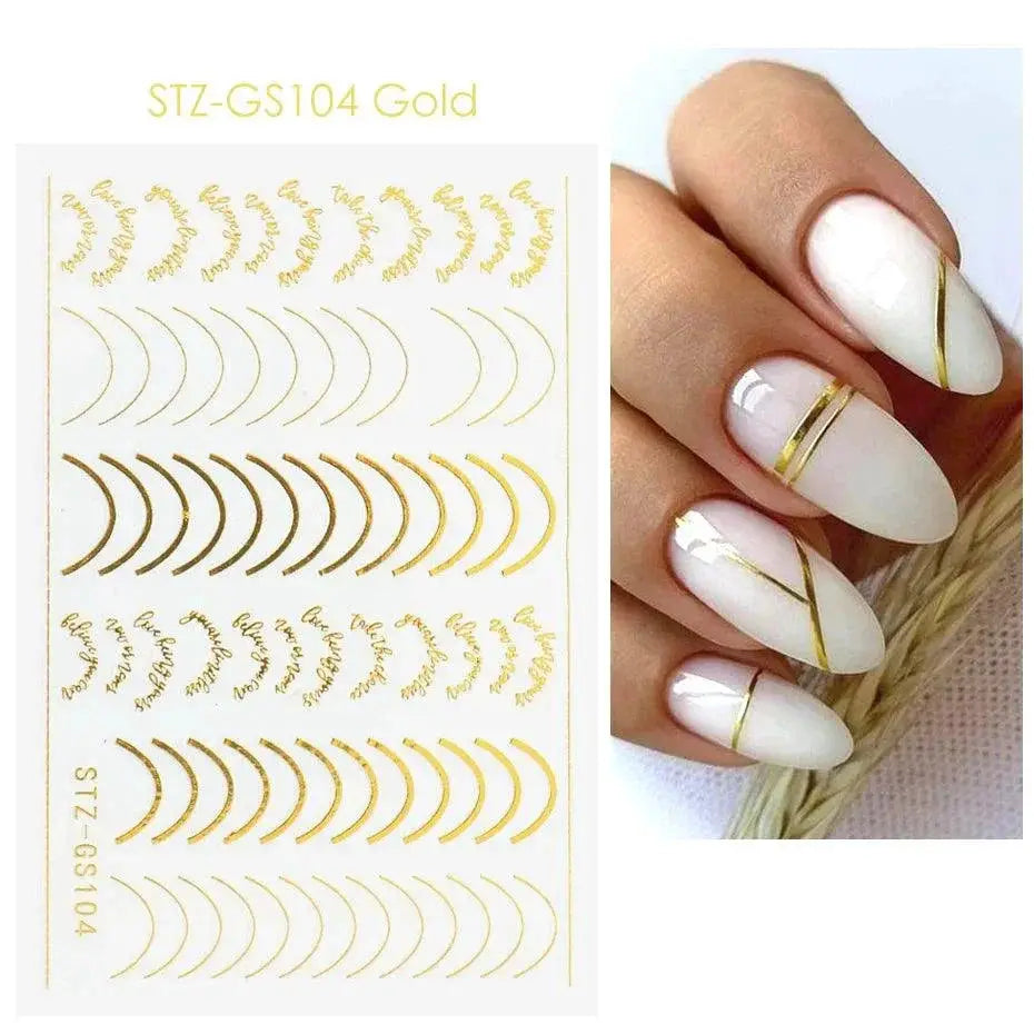 Rose Gold Geometric Nail Sticker Set for Chic Manicures