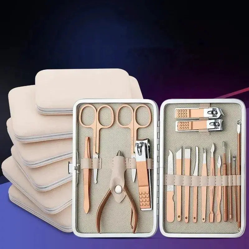 Rose Gold Stainless Steel Manicure Pedicure Set Deluxe Kit