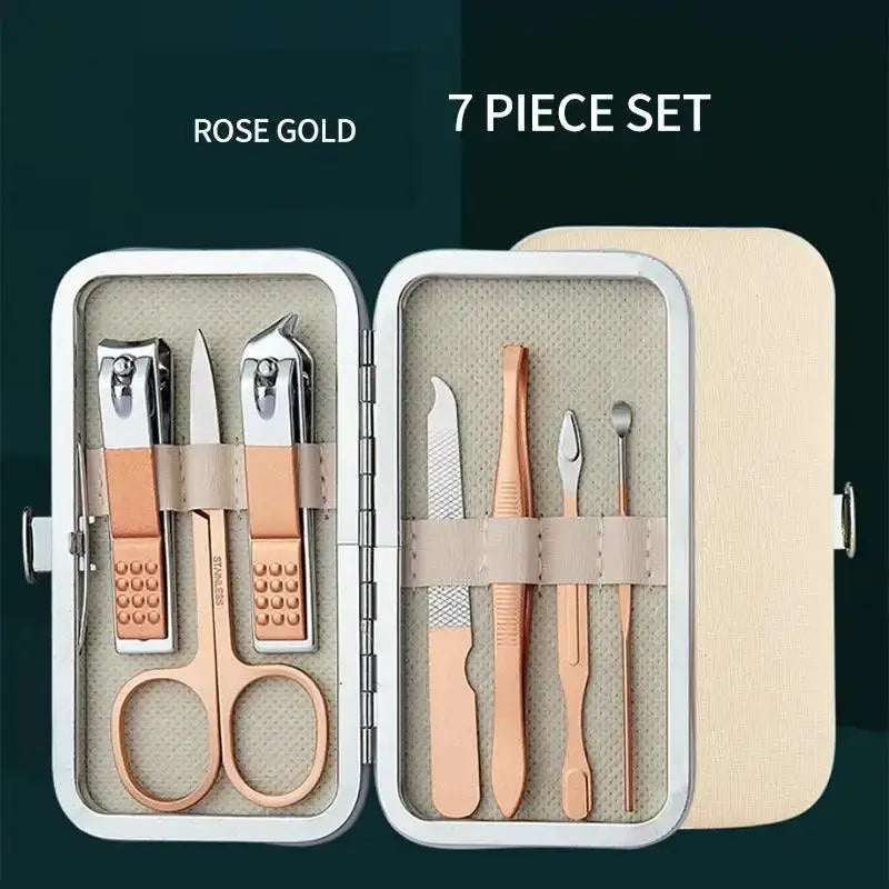 Rose Gold Stainless Steel Manicure Pedicure Set Deluxe Kit