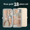 Rose Gold Stainless Steel Manicure Pedicure Set Kit Deluxe