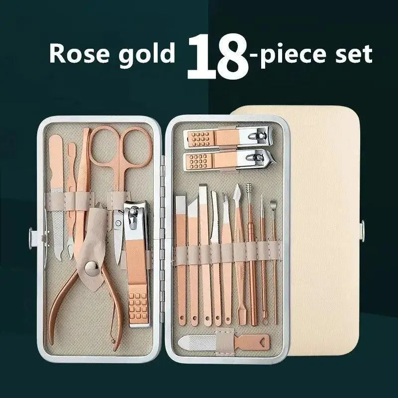 Rose Gold Stainless Steel Manicure Pedicure Set Deluxe Kit