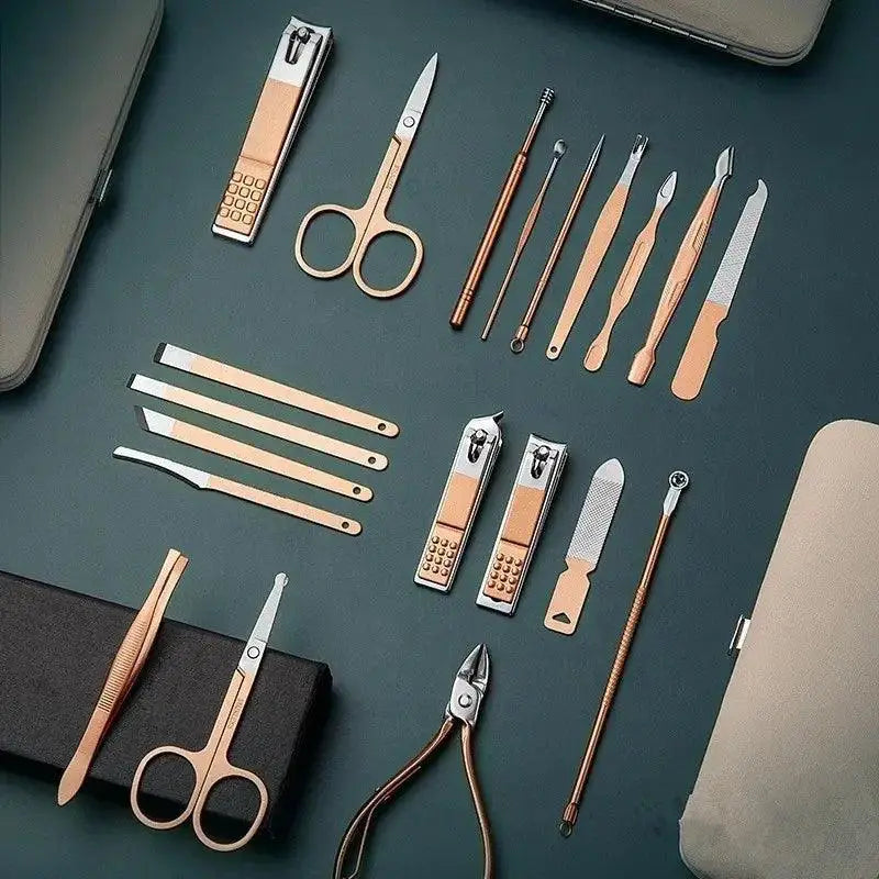 Rose Gold Stainless Steel Manicure Pedicure Set Deluxe Kit
