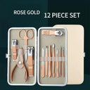 Rose Gold Stainless Steel Manicure Pedicure Set Kit Deluxe