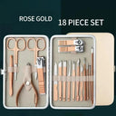Rose Gold Stainless Steel Manicure Pedicure Set Kit Deluxe