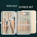Rose Gold Stainless Steel Manicure Pedicure Set Kit Deluxe