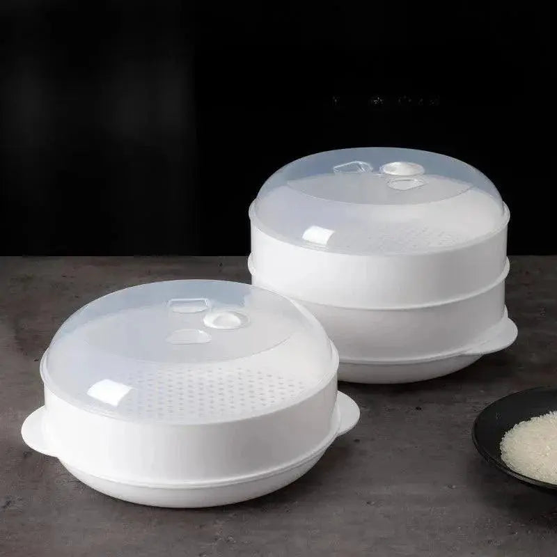Round Plastic Microwave Steamer With Lid for Cooking
