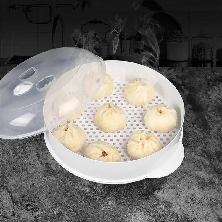Round Plastic Microwave Steamer With Lid for Cooking