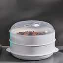 Round Plastic Microwave Steamer with Lid for Cooking