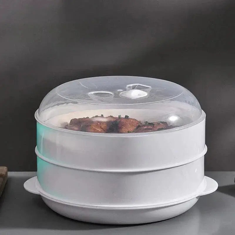 Round Plastic Microwave Steamer With Lid for Cooking