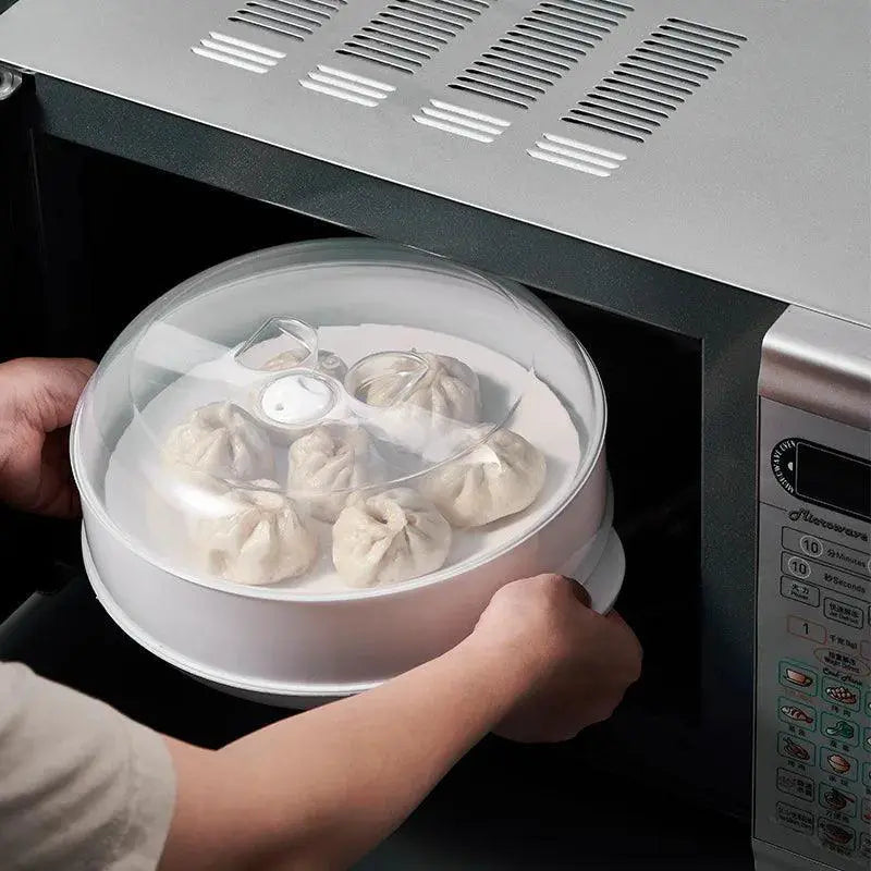 Round Plastic Microwave Steamer With Lid for Cooking