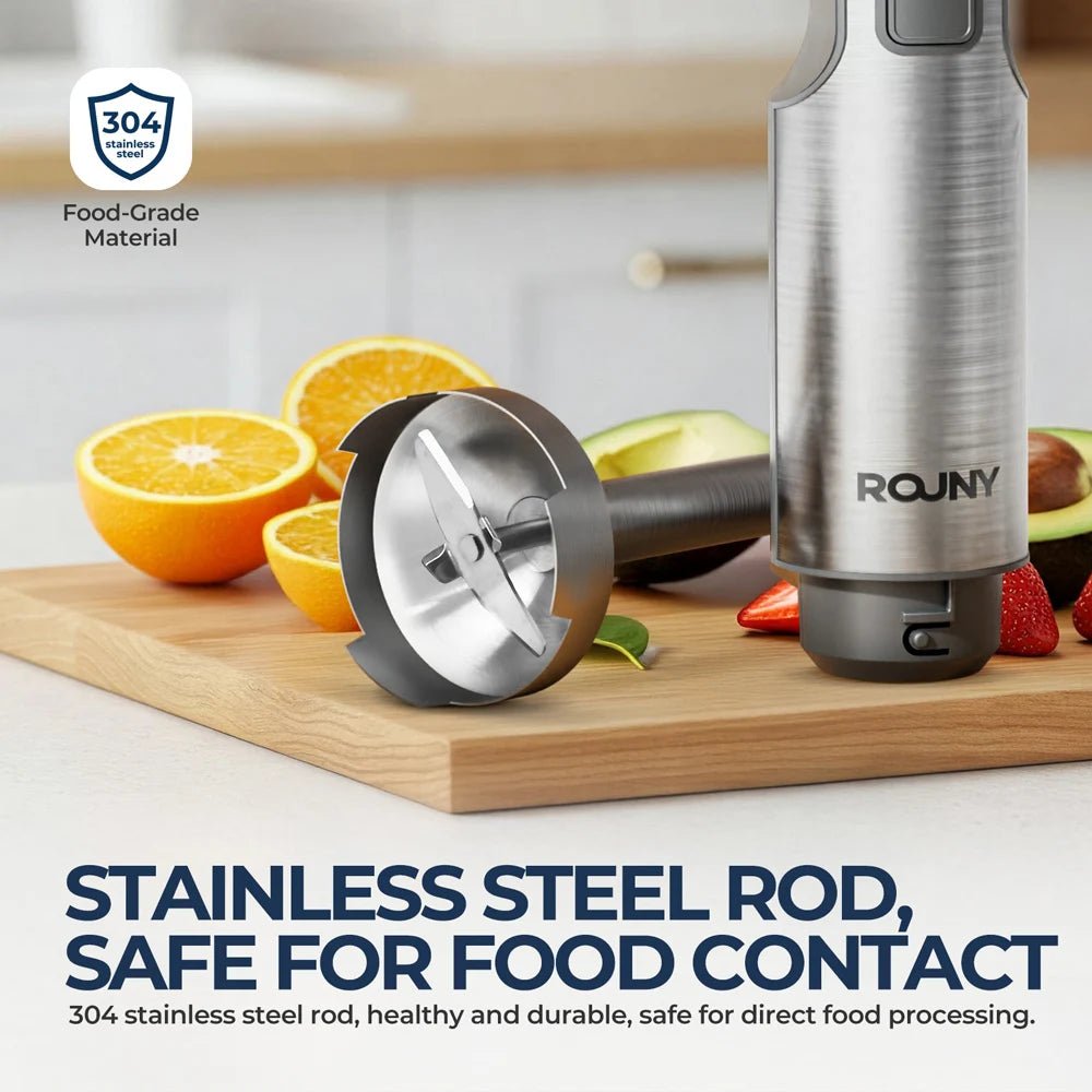 ROUNY 1000W 4 In 1 Hand Immersion Blender Stainless Steel With Beaker Whisk