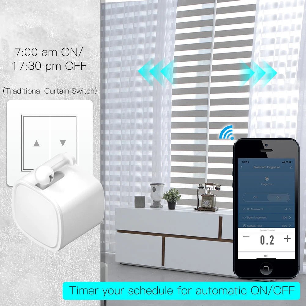 RSH Tuya Fingerbot - 03 White Blue Bluetooth Button Pusher - App Control Compatible