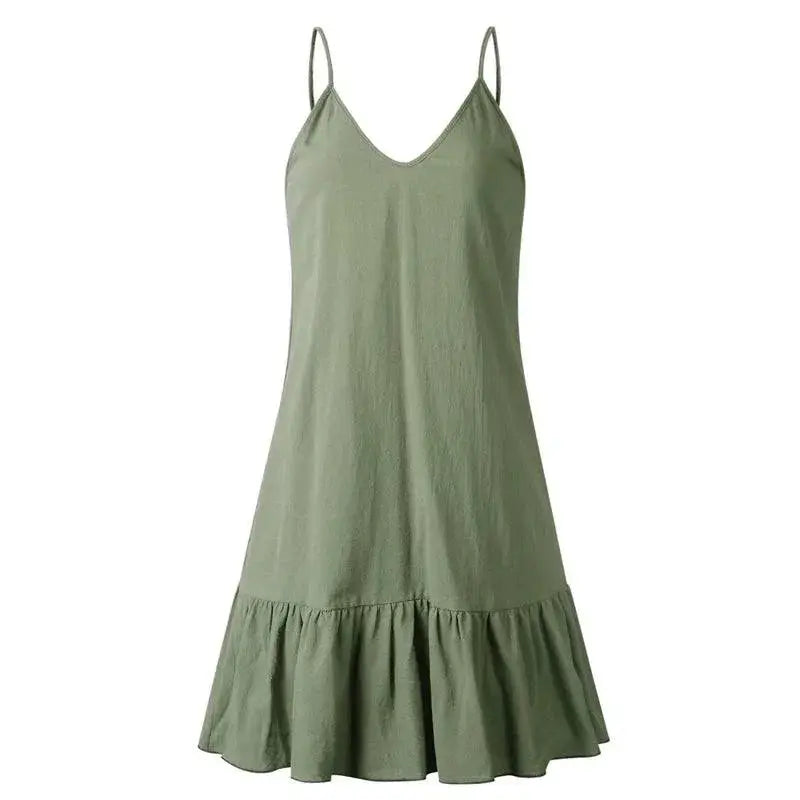 Ruffle Back Sundress Chic Cotton Dress For Summer Party