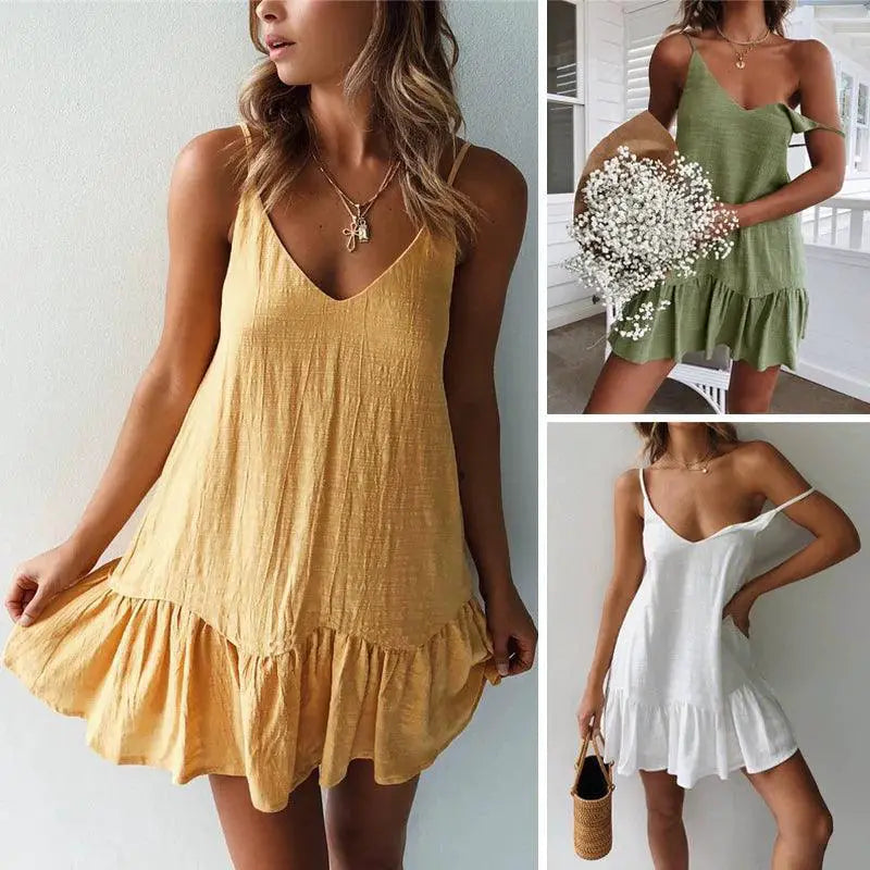 Ruffle Back Sundress Chic Cotton Dress For Summer Party