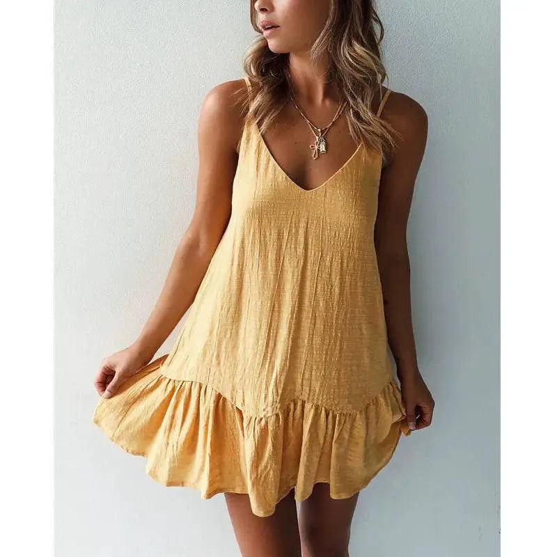 Ruffle Back Sundress Chic Cotton Dress For Summer Party