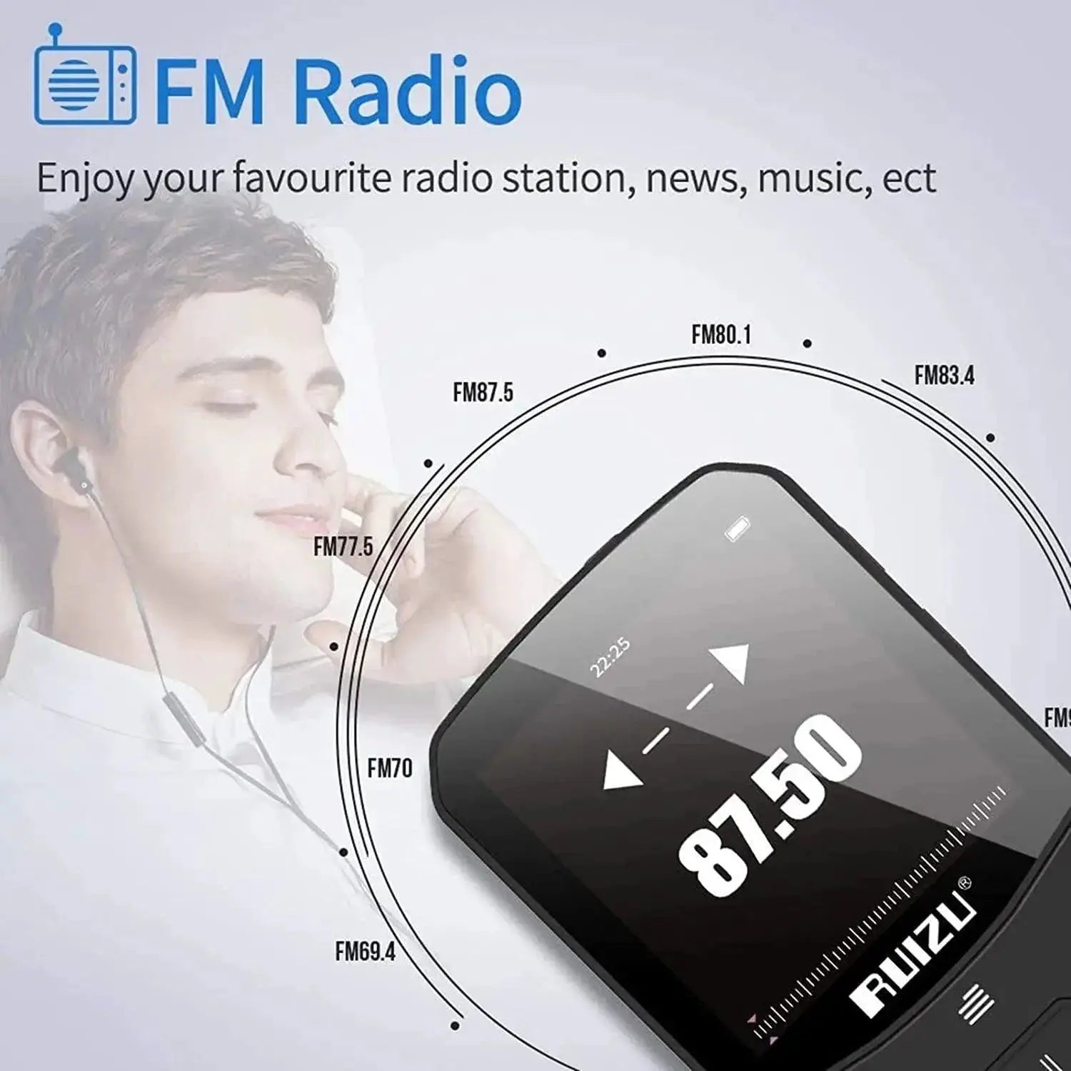 RUIZU X52 Bluetooth MP3 Player With FM Radio HiFi Sound