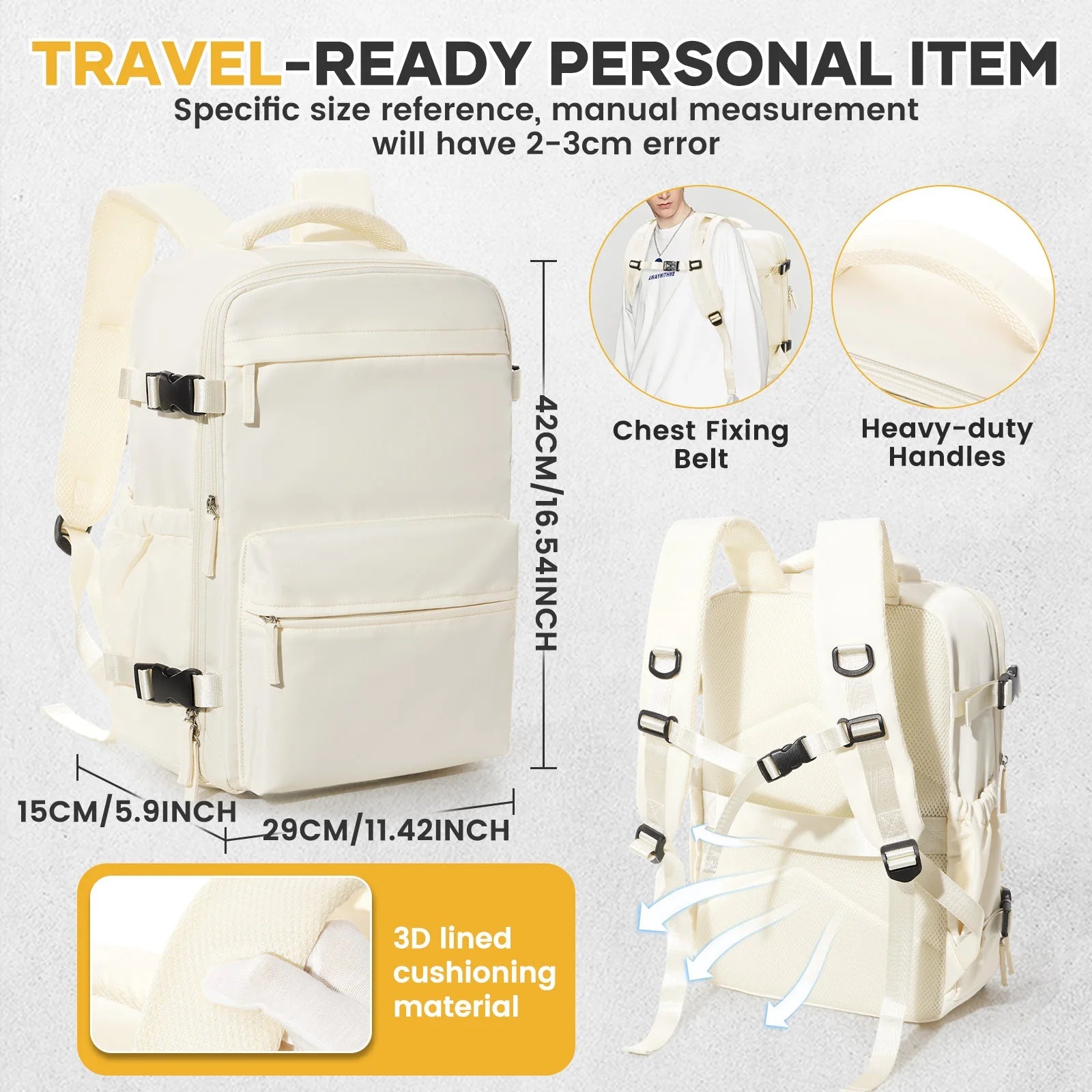 Ryanair Travel Cabin Backpack 20 To 35L Unisex Laptop Bag For Men Women Carry On