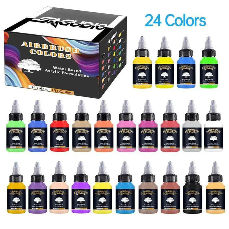 Sagud Airbrush Paint 12 24 Colors 30ml Opaque Fluorescent