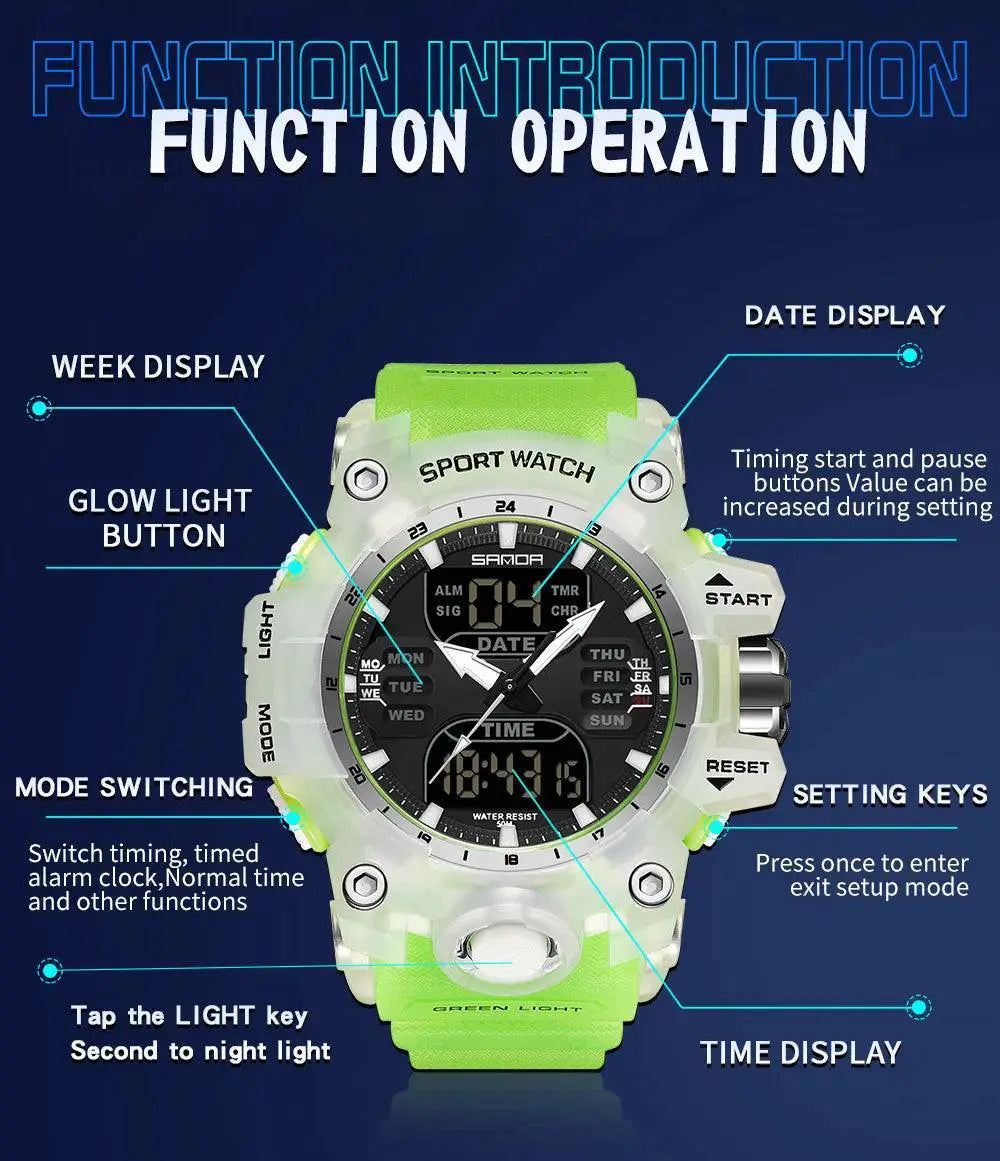 Sanda Men Sports Watch Military Design Upgrade Dual Display - OurLum.com