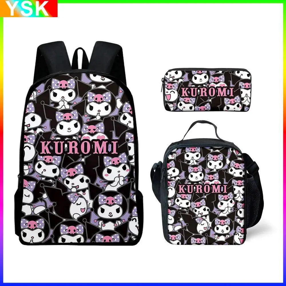 Sanrio Kuromi Backpack Pencil Bag Set Kawaii School Bag