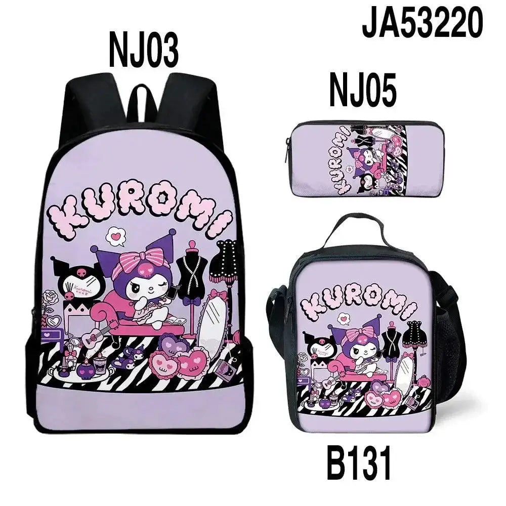 Sanrio Kuromi Backpack Pencil Bag Set Kawaii School Bag