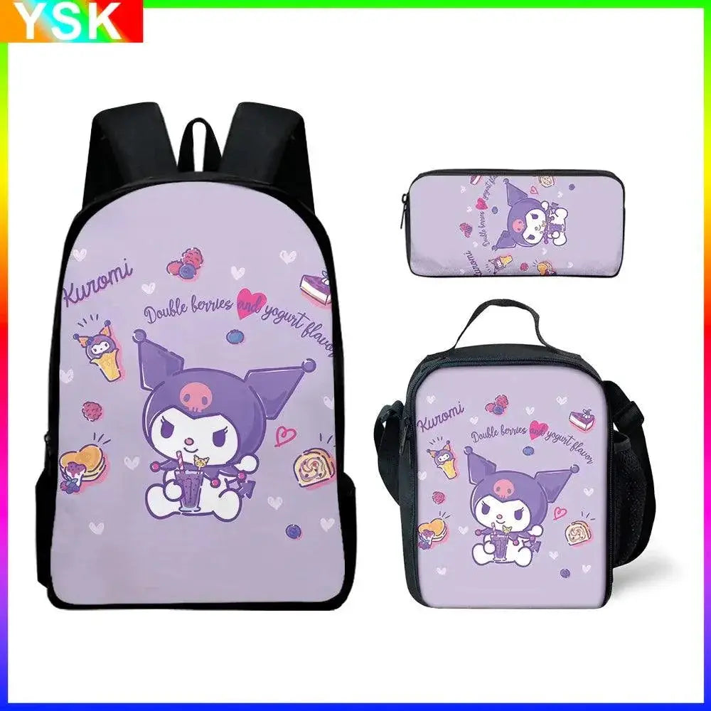 Sanrio Kuromi Backpack Pencil Bag Set Kawaii School Bag