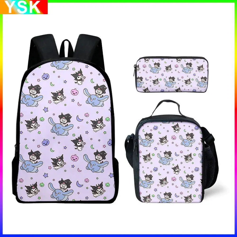 Sanrio Kuromi Backpack Pencil Bag Set Kawaii School Bag