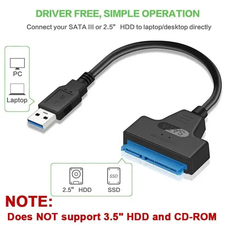 SATA to USB Adapter Cable for High Speed SSD Transfer