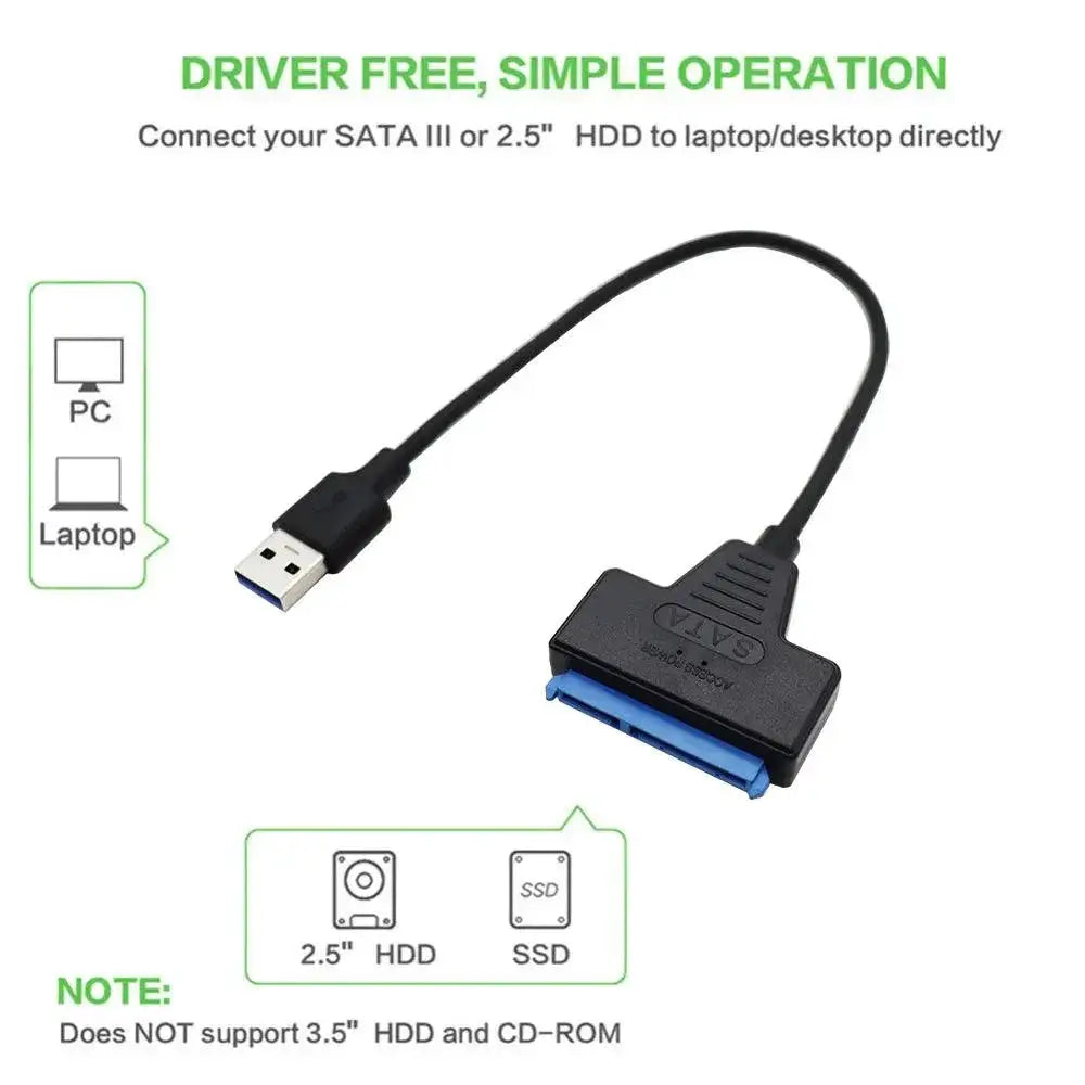 SATA To USB Adapter For Two Point Five Inch HDD SSD Transfer
