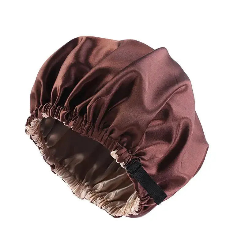 Custom Fit Satin Bonnet Night Cap with Adjustable Button