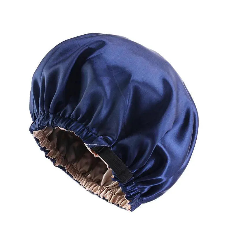 Custom Fit Satin Bonnet Night Cap with Adjustable Button