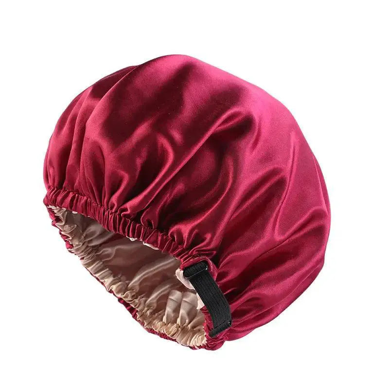 Custom Fit Satin Bonnet Night Cap with Adjustable Button