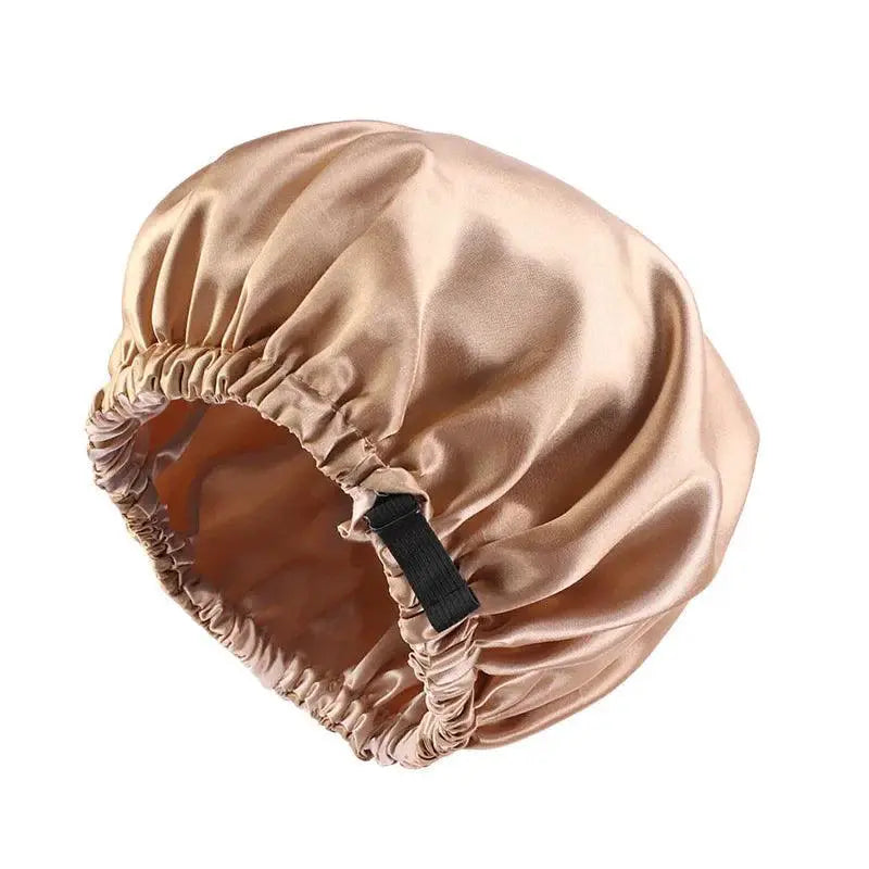 Custom Fit Satin Bonnet Night Cap with Adjustable Button
