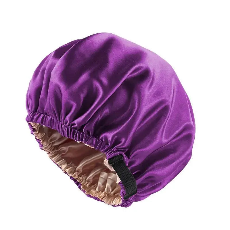 Custom Fit Satin Bonnet Night Cap with Adjustable Button