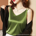 Satin Lace V-Neck Blouse Elegant Silk Women's Top Comfort