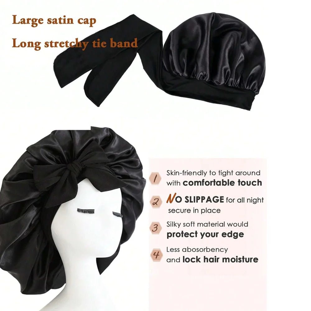 SatinSleep Satin Sleep Bonnet With Adjustable Tie Band - Protects Hair Overnight