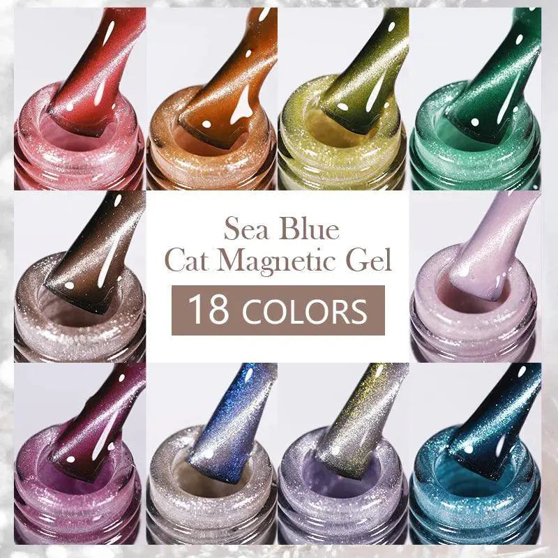 Sea Blue Cat Magnetic Gel Polish With Glitter Snowlight