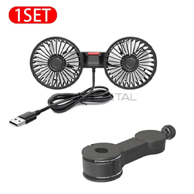 Seametal 3 Speed Seat Cooling Fan USB Charge Dual Head Rotation Keeps You Cool