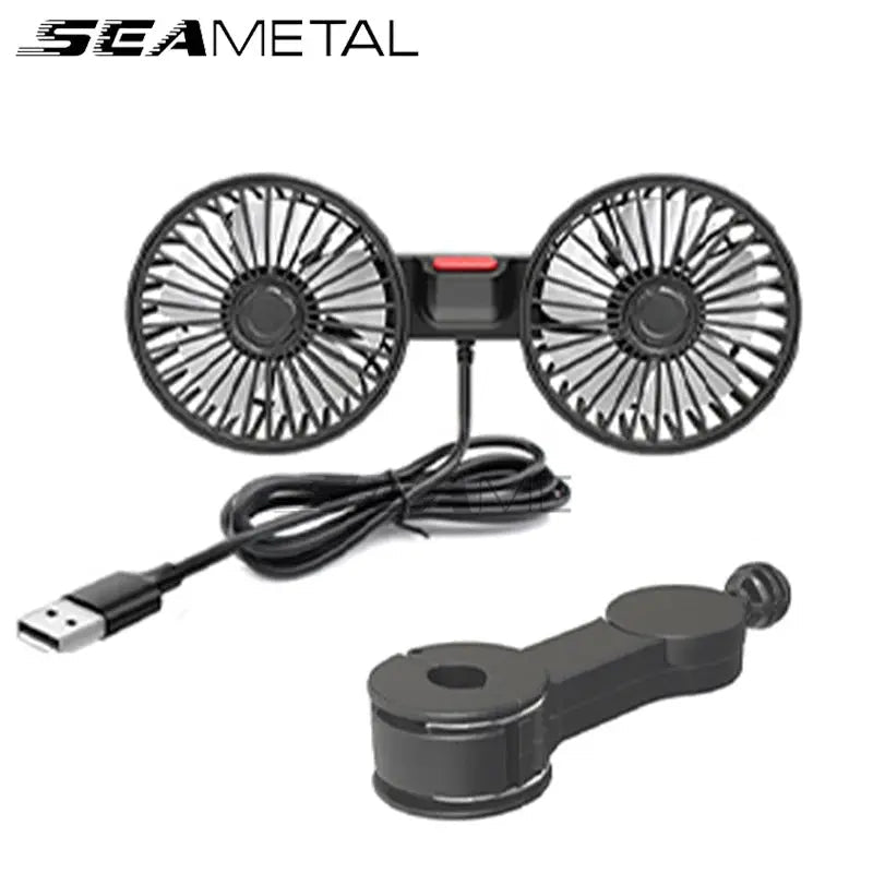 Seametal 3 Speed Seat Cooling Fan USB Charge Dual Head Rotation Keeps You Cool