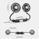 SEAMETAL Car USB Dual Head Fan 3 Speed 360 Degree Adjustable Backseat Breeze